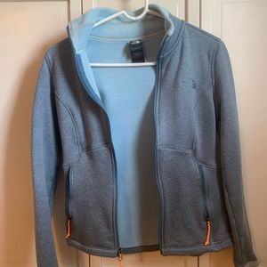 blue North Face jacket